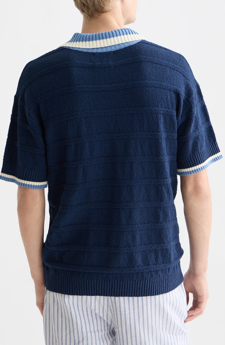 Scotch & Soda Loose Fit Contrast Trim Polo, Alternate, color, Pageant Blue