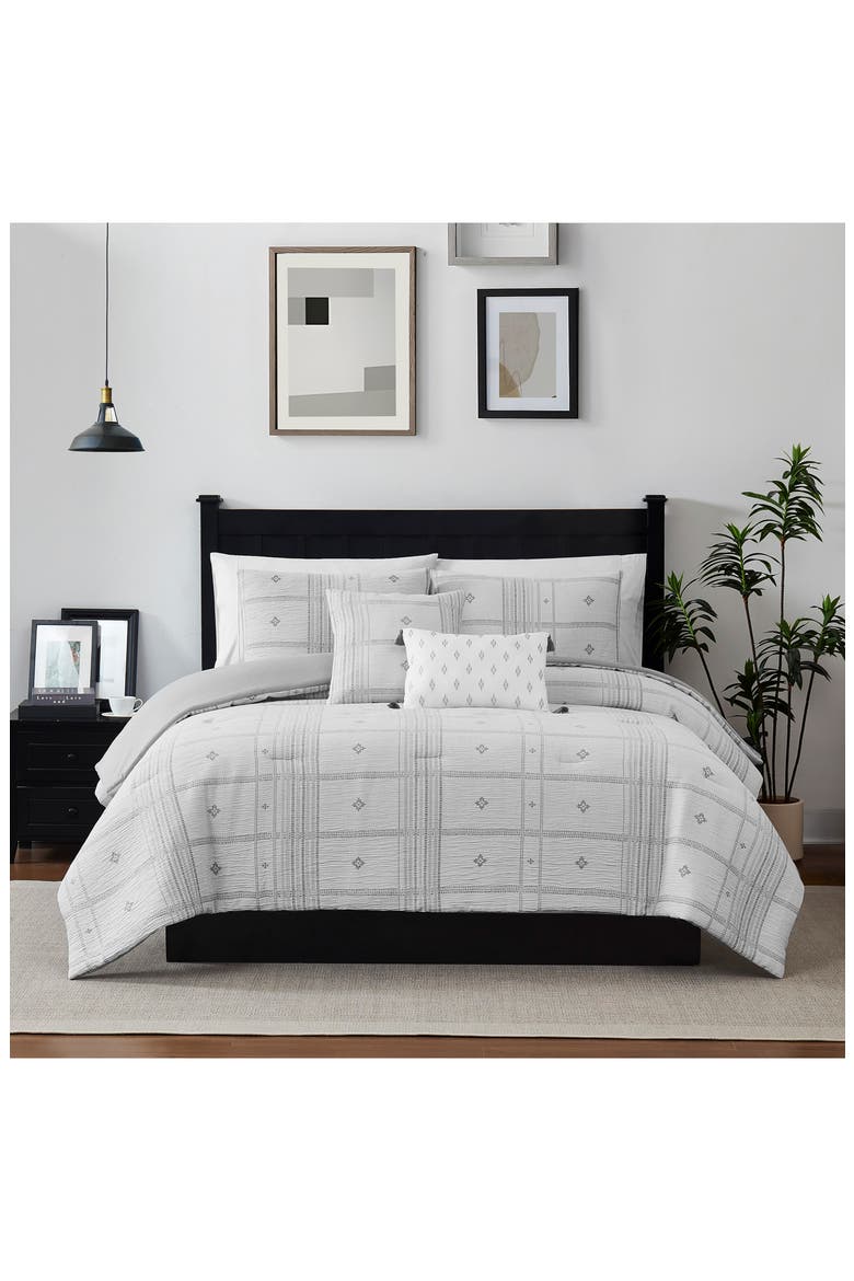 Jacquard Microfiber 5-Piece Comforter Set, Alternate, color, GREY