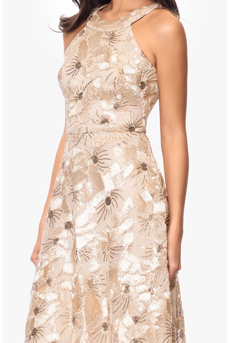 Sequin Soutache Lace Sleeveless Cocktail Dress, Alternate, color, CHAMPAGNE