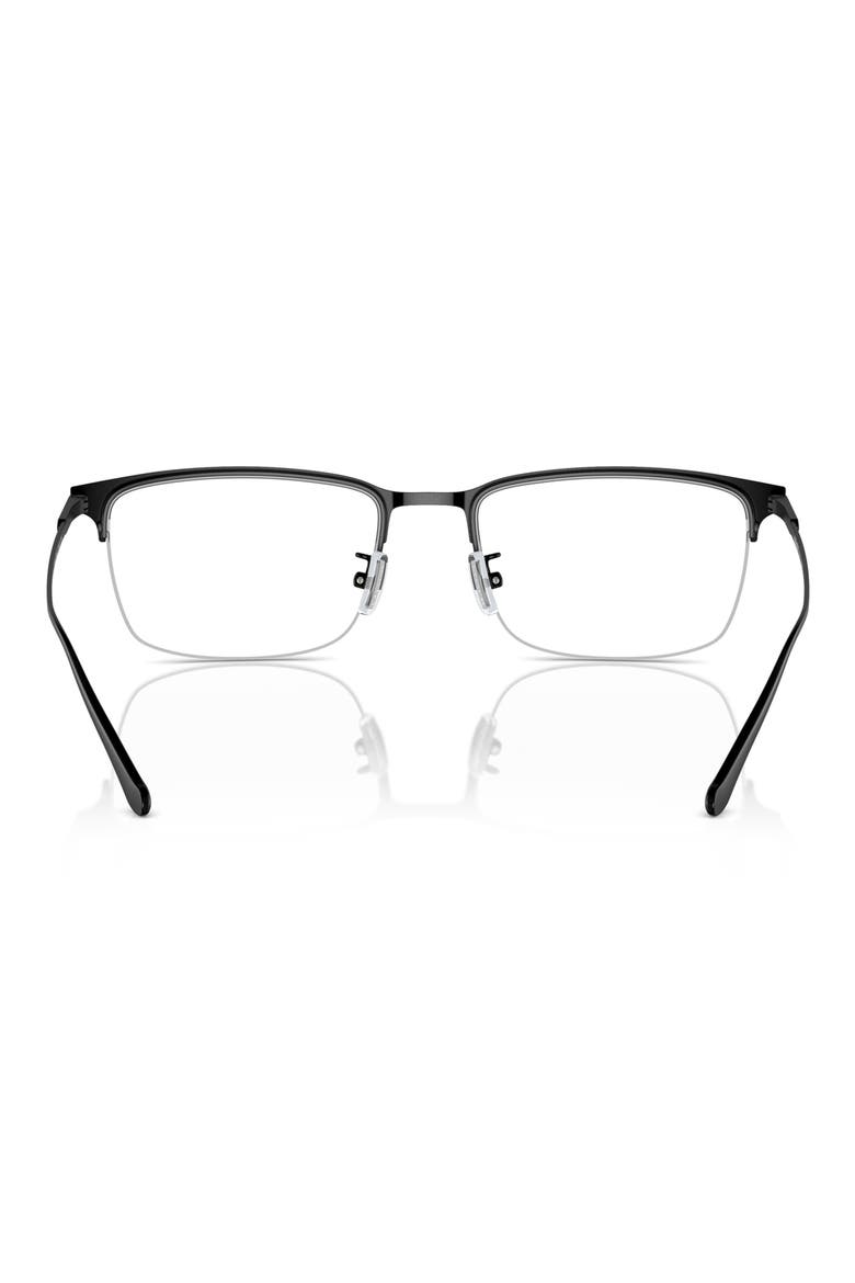 56mm Semi Rimless Rectangular Optical Glasses, Alternate, color, BLACK / DEMO LENS