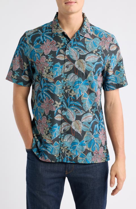 Bahama Coast Midnight Fuego Floral IslandZone® Short Sleeve Button-Up Shirt