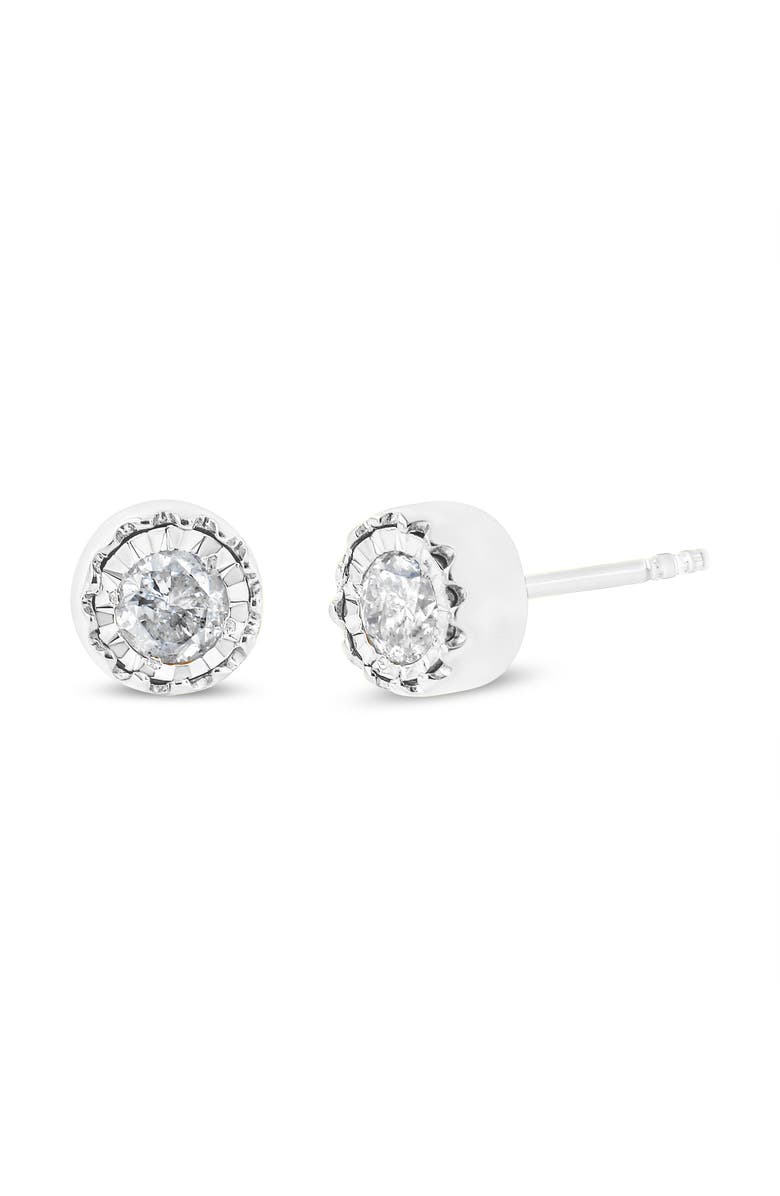 Haus of Brilliance Silver Miracle Set 3/8 Cttw Diamond Stud Earrings, Alternate, color, White