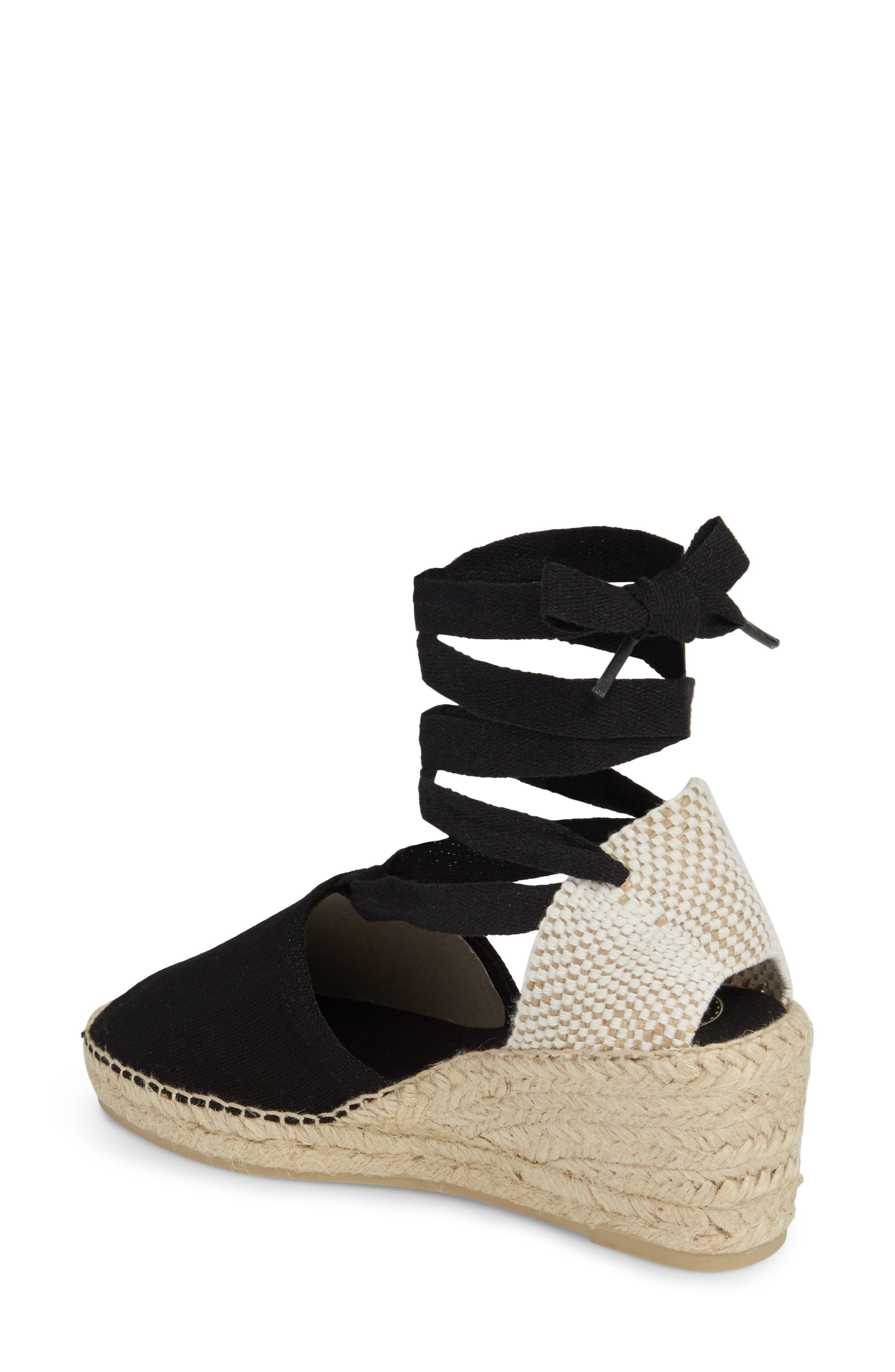 Toni Pons Valencia Wraparound Espadrille Wedge, Alternate, color, Black Fabric