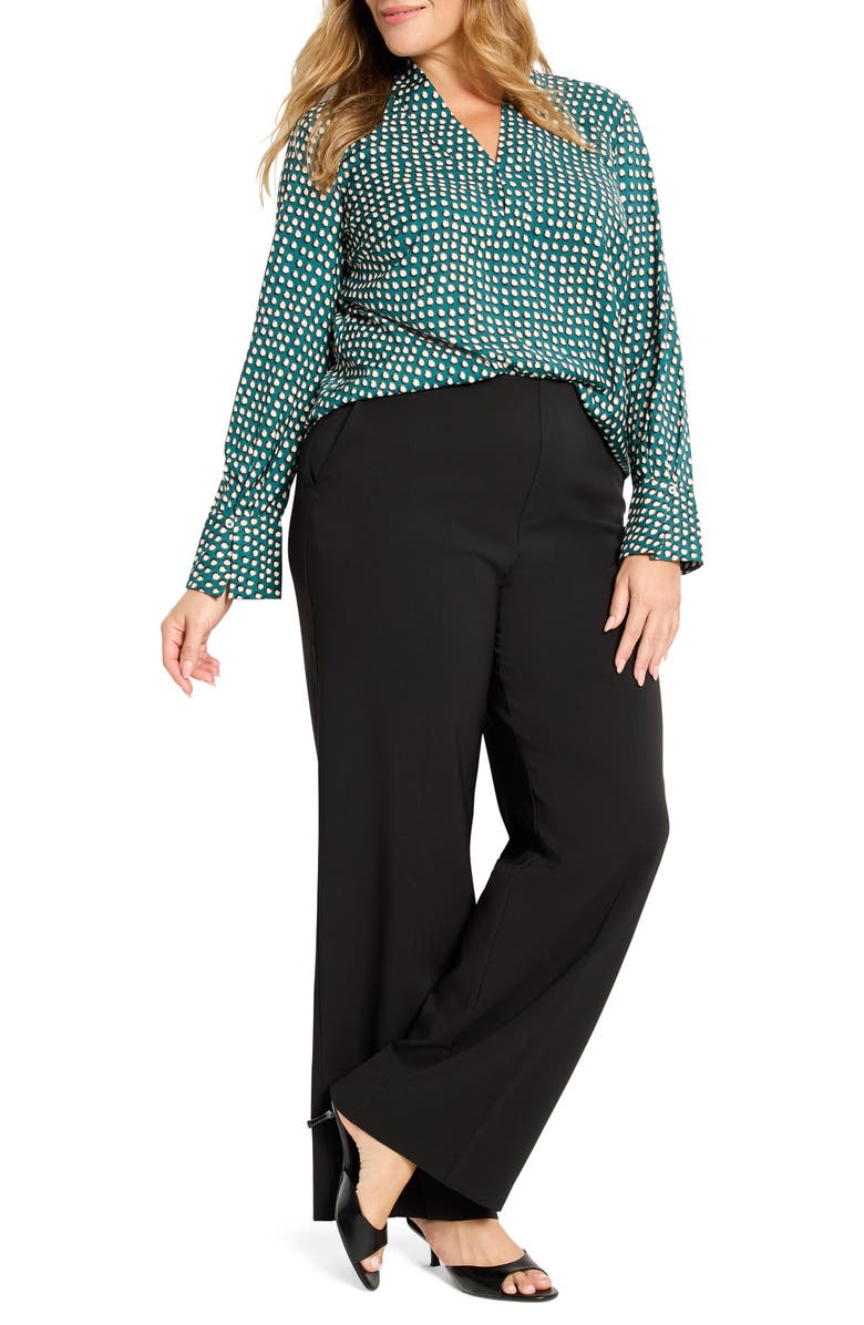 NIC+ZOE Shadow Dot Long Sleeve Top, Alternate, color, Green Multi