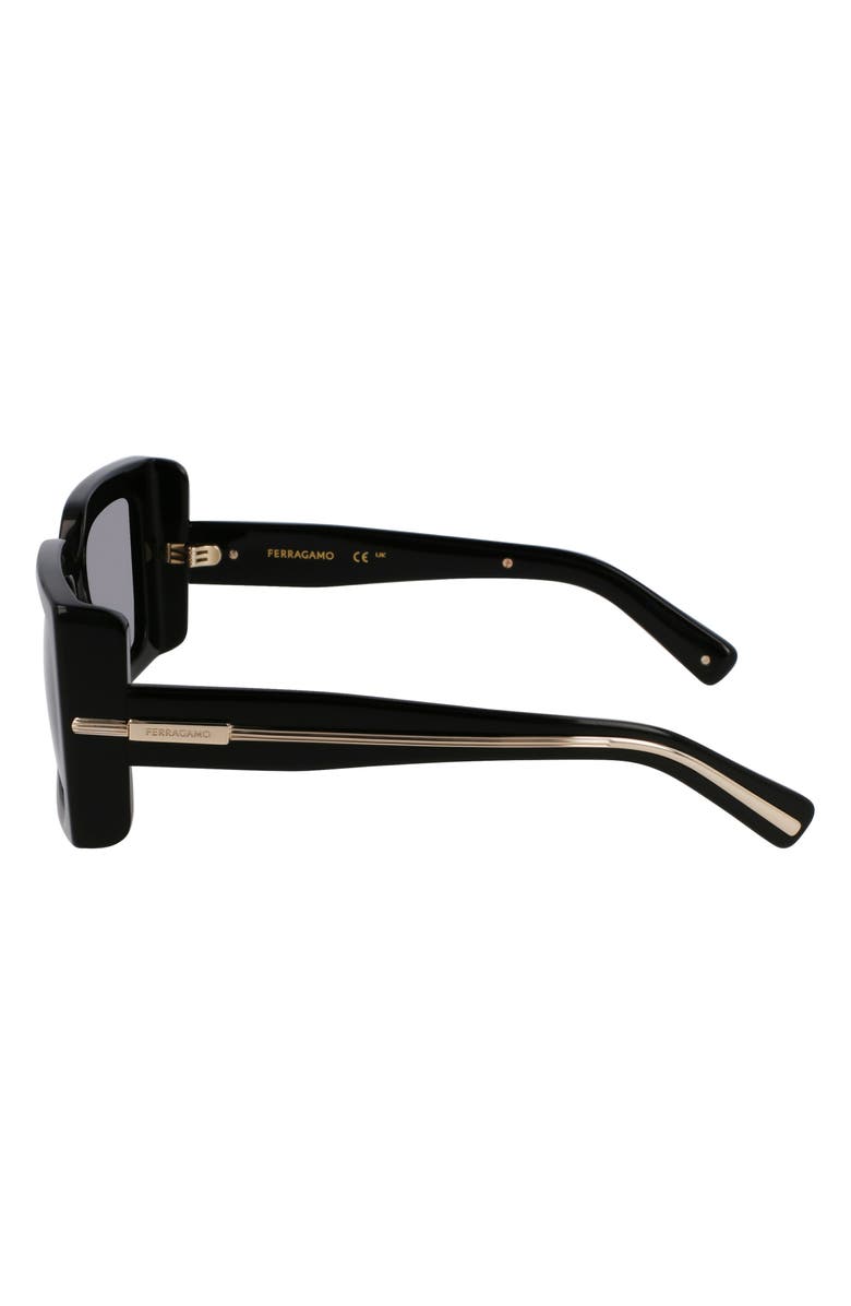 FERRAGAMO Prisma 55mm Modified Rectangular Sunglasses, Alternate, color, Black