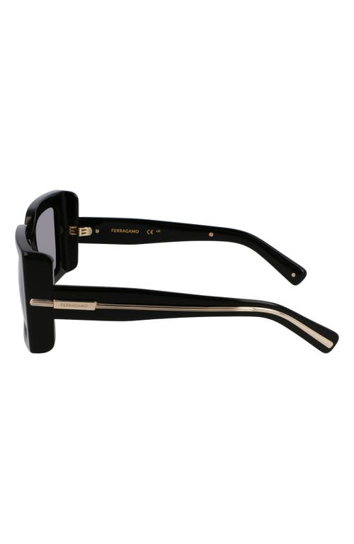 Ferragamo Prisma Modified Acetate Rectangle Sunglasses In Black