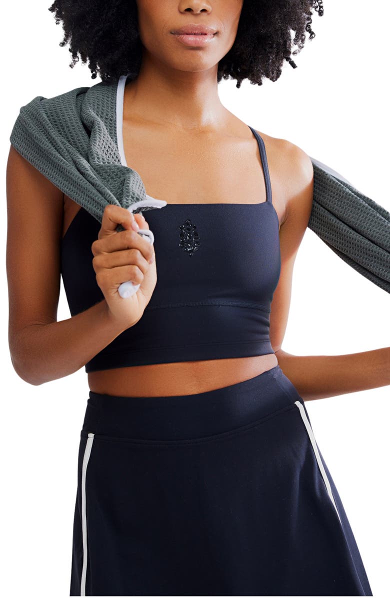 Free People Never Better Longline Sports Bra, Alternate, color, Black