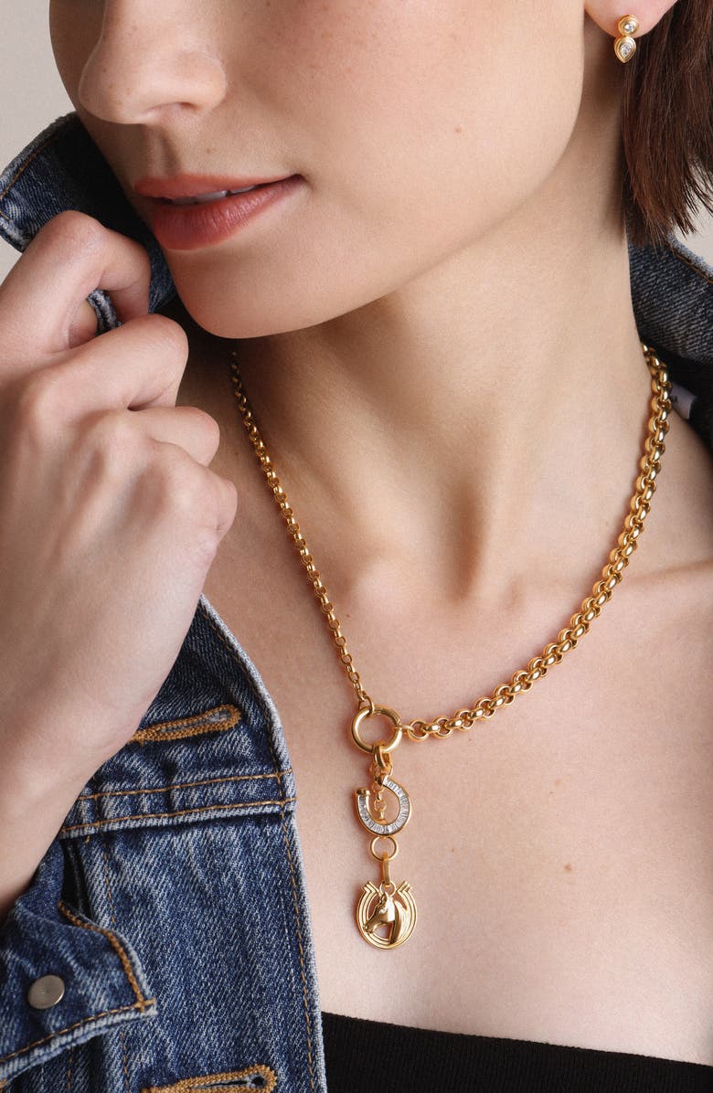 Adina Reyter Half & Half 14K Gold Rolo Chain Lariat Necklace, Alternate, color, 14K Yellow Gold