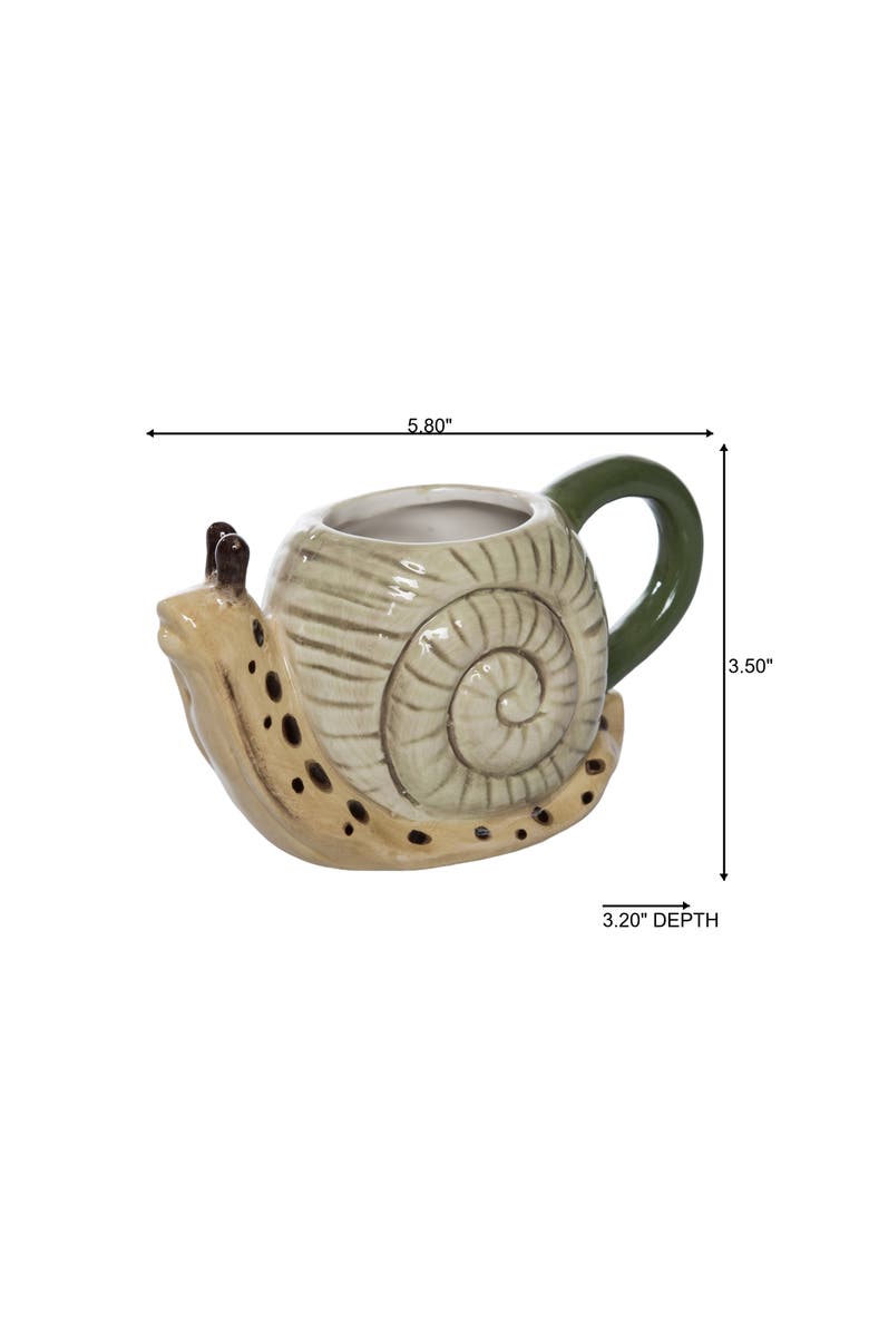 Transpac Ceramic Snail Shape Mug Neutral for Spring Serving and Entertaining, Alternate, color, Multicolored
