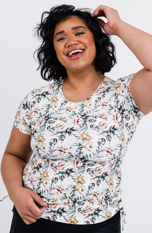 Calypsa Plus Size Short Sleeve Adele Swim Top In White