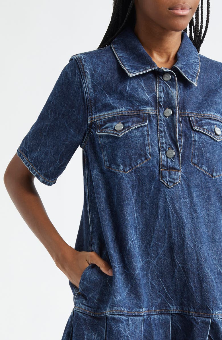 Ganni Crinkle Future Organic Cotton Blend Denim Minidress, Alternate, color, 