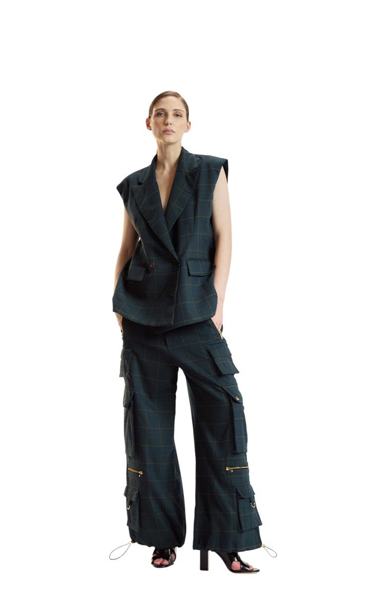 Cynthia Rowley Plaid Cargo Pants, Main, color, Green Plaid