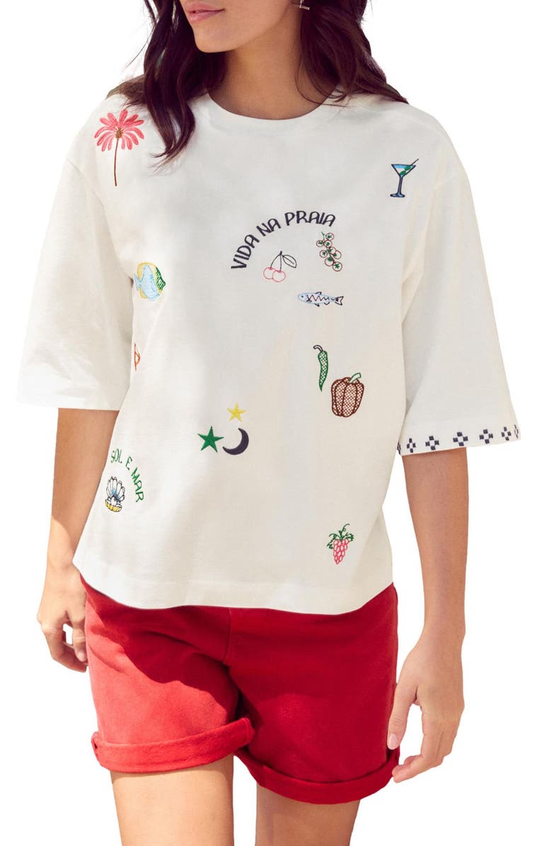 NEXT Embroidered Oversize Cotton T-Shirt, Main, color, 