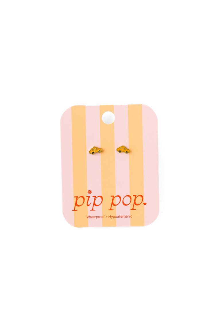Girls' Taxi Flatback Stud Hypoallergenic Earrings, Alternate, color, Yellow