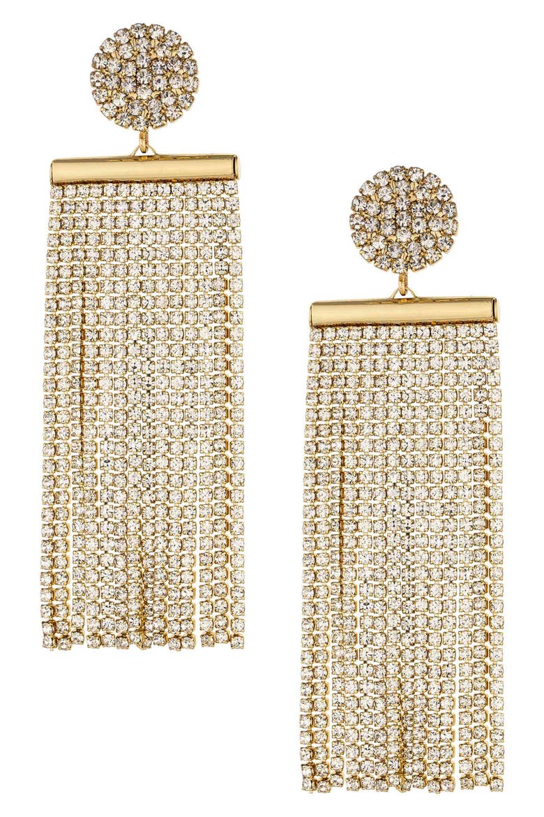 Movement Crystal Drop Earrings, Main, color, GOLD