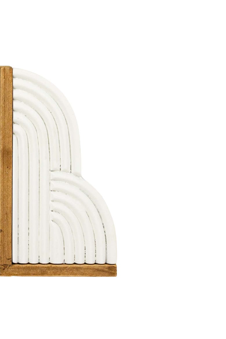 7.28" Decorative Sleek Boho Cloud Sturdy Sleek Bookends Set of 2, Alternate, color, White