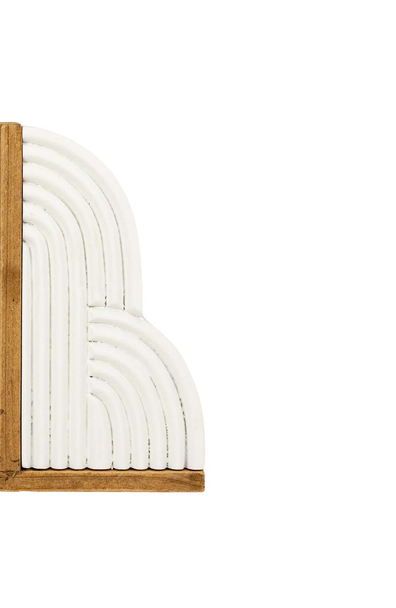 Foreside Home and Garden 7.28" Decorative Sleek Boho Cloud Sturdy Sleek Bookends Set of 2, Alternate, color, White