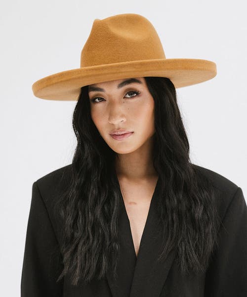 Gigi Pip Maude Wide Brim Fedora Hat In Cinnamon