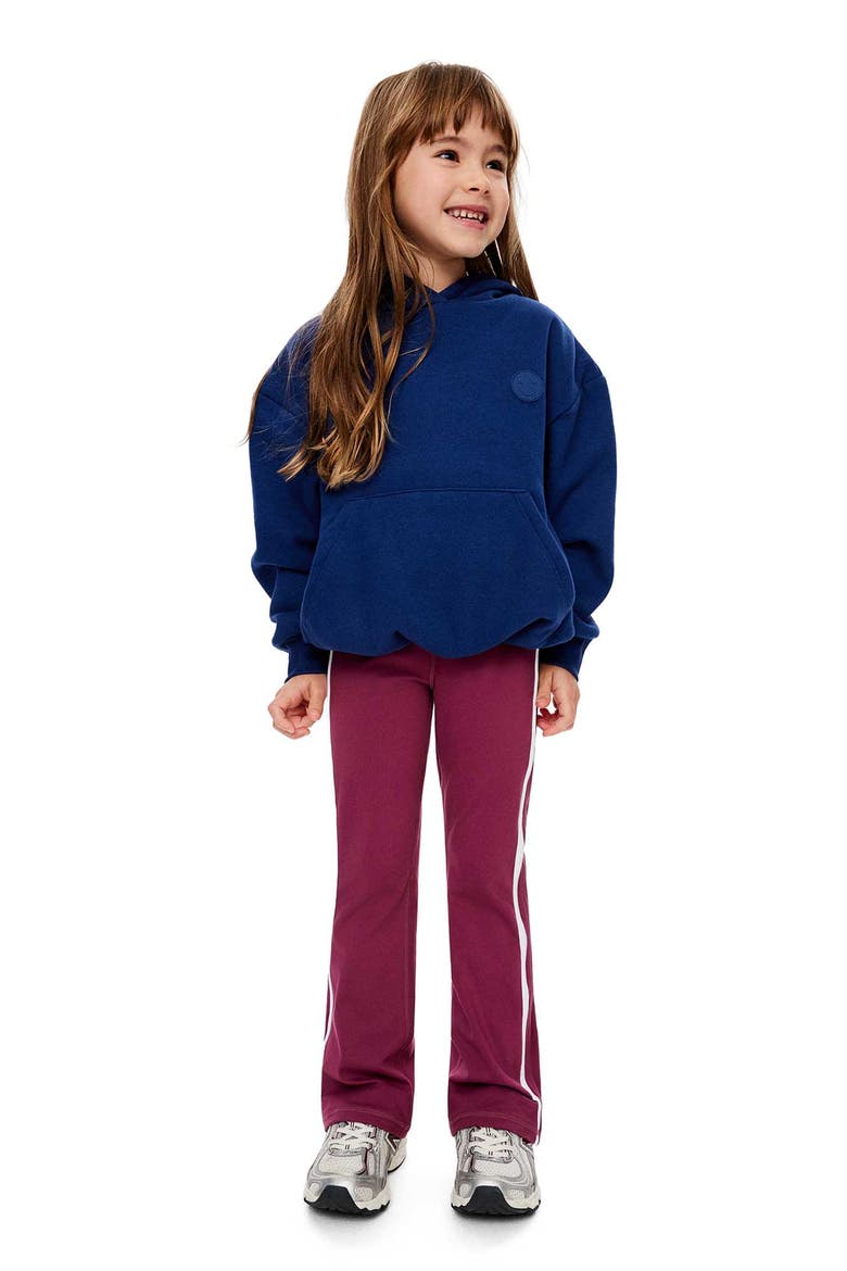 Kid's Soft Stretch Active Fold Over Flare Legging, Main, color, Berry Jam White Stripe