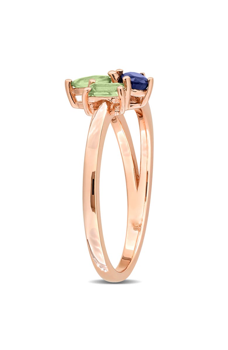 Julianna B. Gemstone 3-Stone Cluster Split-Shank Ring, Alternate, color, Sapphire/Rose-Plated