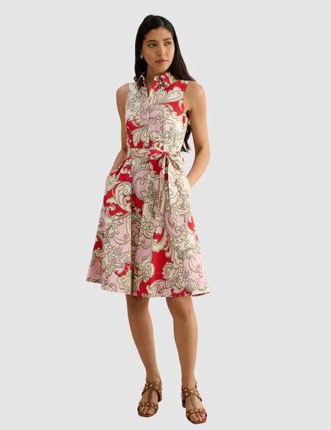 Beki Printed Collar Shirt Dress