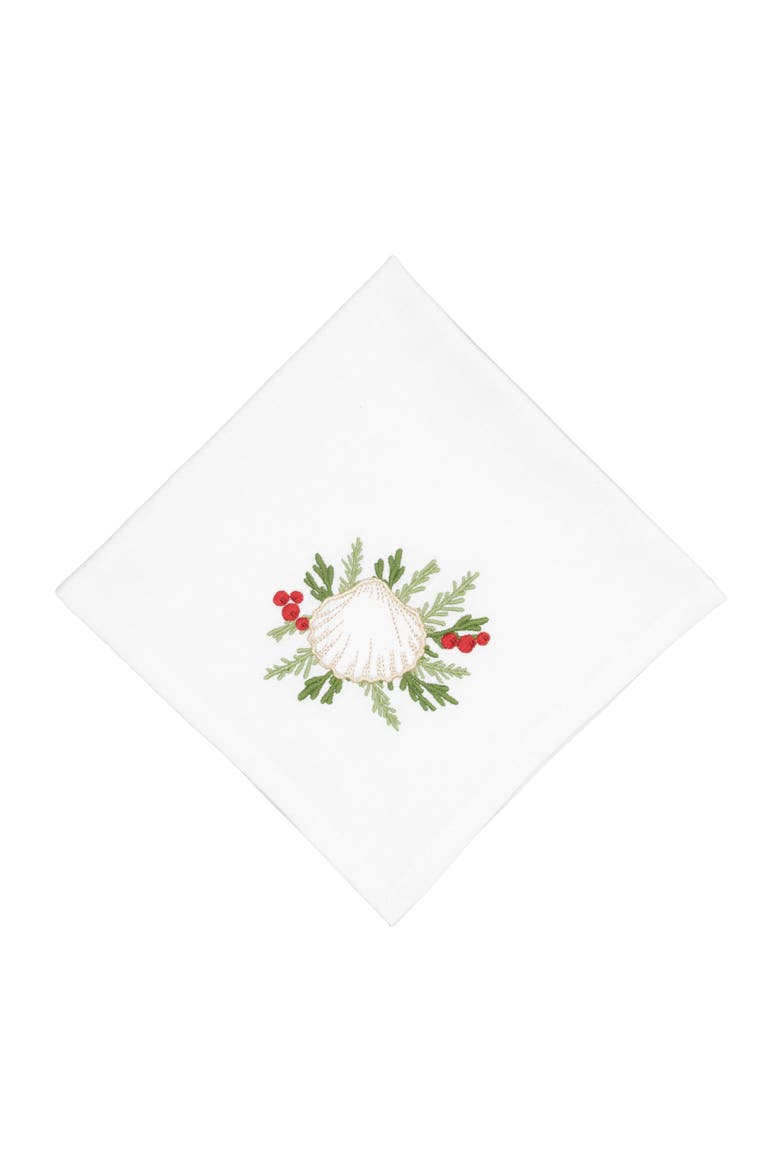 Coastal Tidings Botanical Embroidered Set of 6 Cloth Napkins, Alternate, color, Green