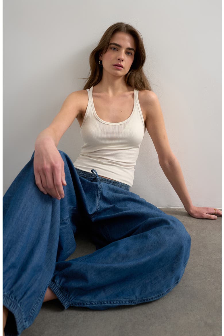 Rib Semi Sheer Racerback Tank, Alternate, color, ECRU