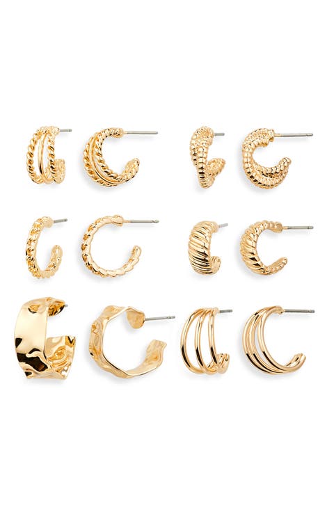 Set of 3 Textured Hoop Earrings