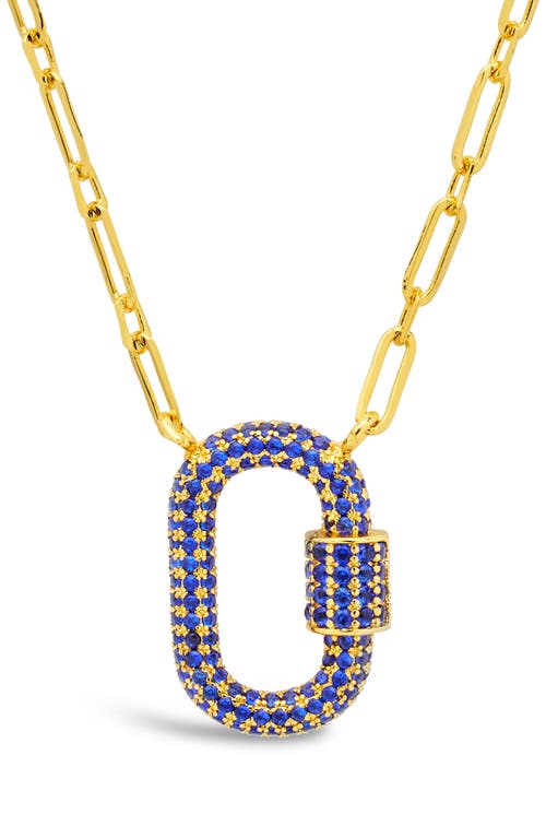 Sterling Forever Pavé Cubic Zirconia Carabiner Lock Pendant Necklace In Gold