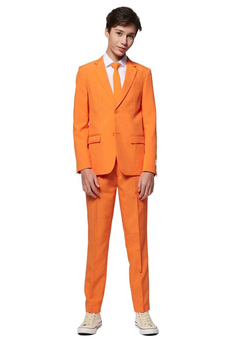 Kids' The Orange Two-Piece Suit with Tie, Main, color, ORANGE