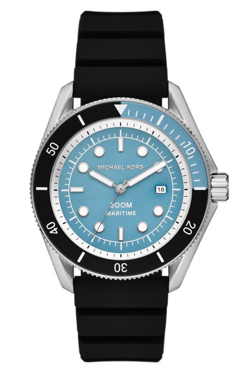 Maritime Quartz Silicone Strap Watch, 42mm
