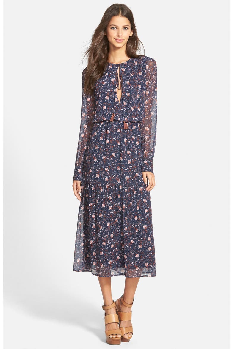 Keyhole Midi Dress, Main, color, BLUE