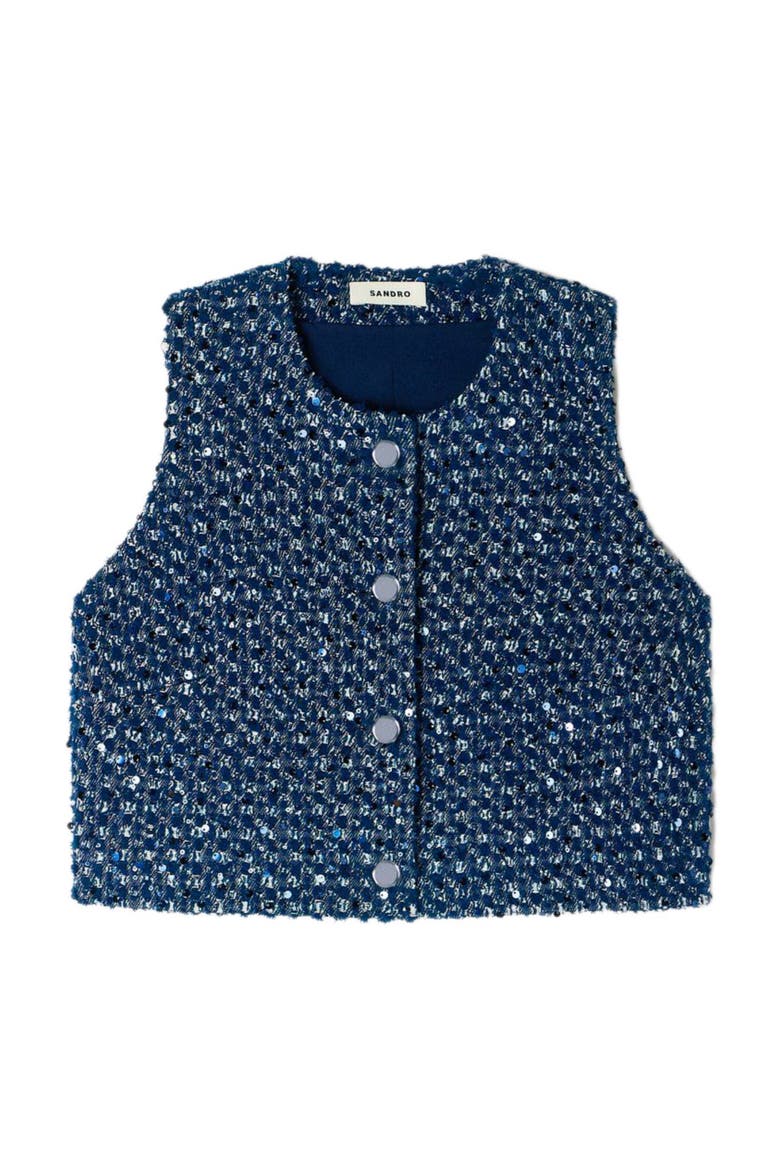 Sequin crop top, Alternate, color, Navy blue