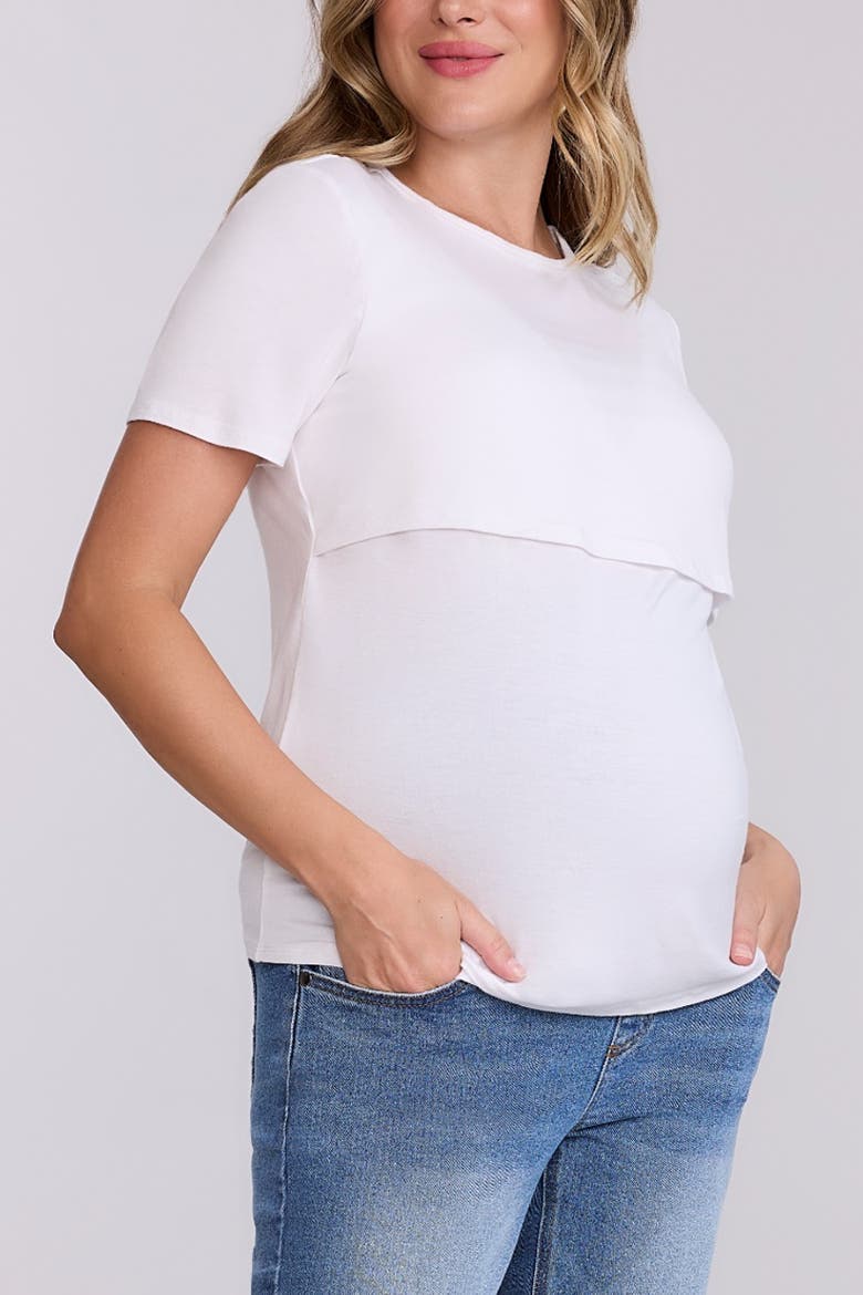 Crewneck Short Sleeve Nursing Tee, Alternate, color, White