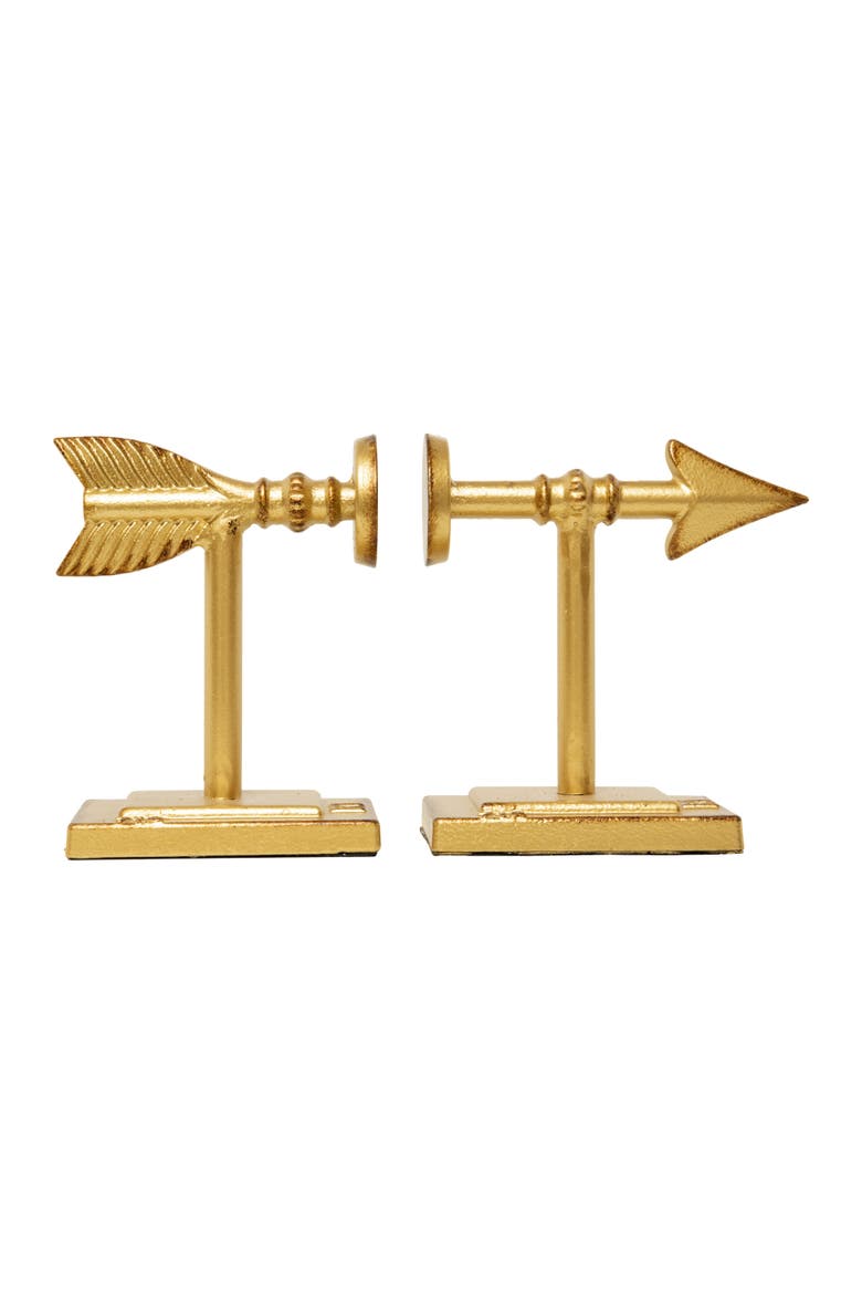 Decorative Cast Metal Arrow Bookends, Gold, Set of 2, Main, color, Gold