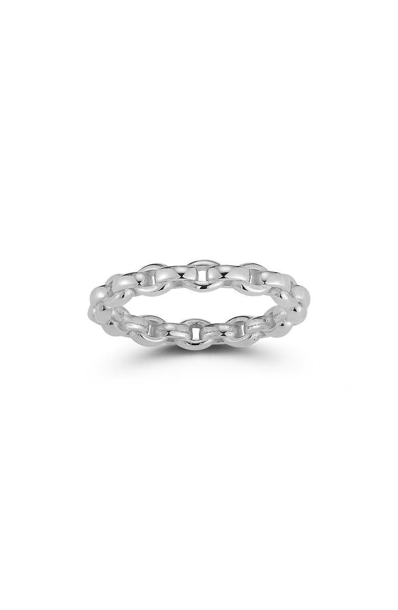CHLOE AND MADISON Plated Sterling Silver Chain Band Ring - Size 6, Main, color,