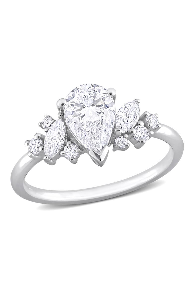 Lab-Grown Diamond Pear Cluster Ring 14k, Main, color, White Gold