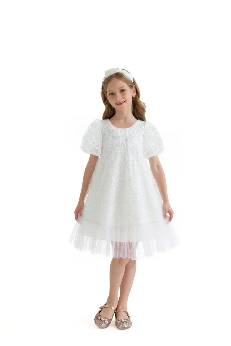 Embroidered Tulle Milan Dress, Main, color, White