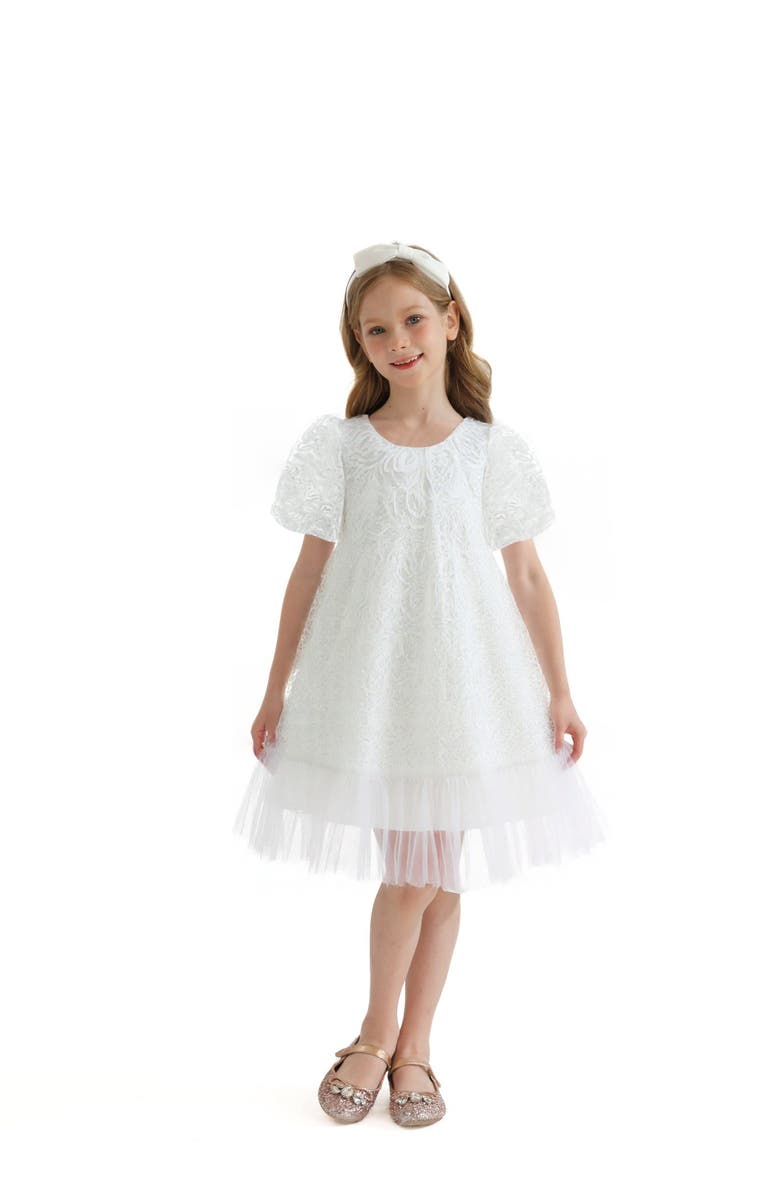 Sweet Cactus Embroidered Tulle Milan Dress, Main, color, White