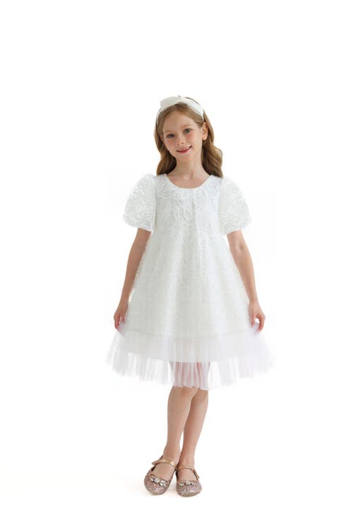 Sweet Cactus Embroidered Tulle Milan Dress In White