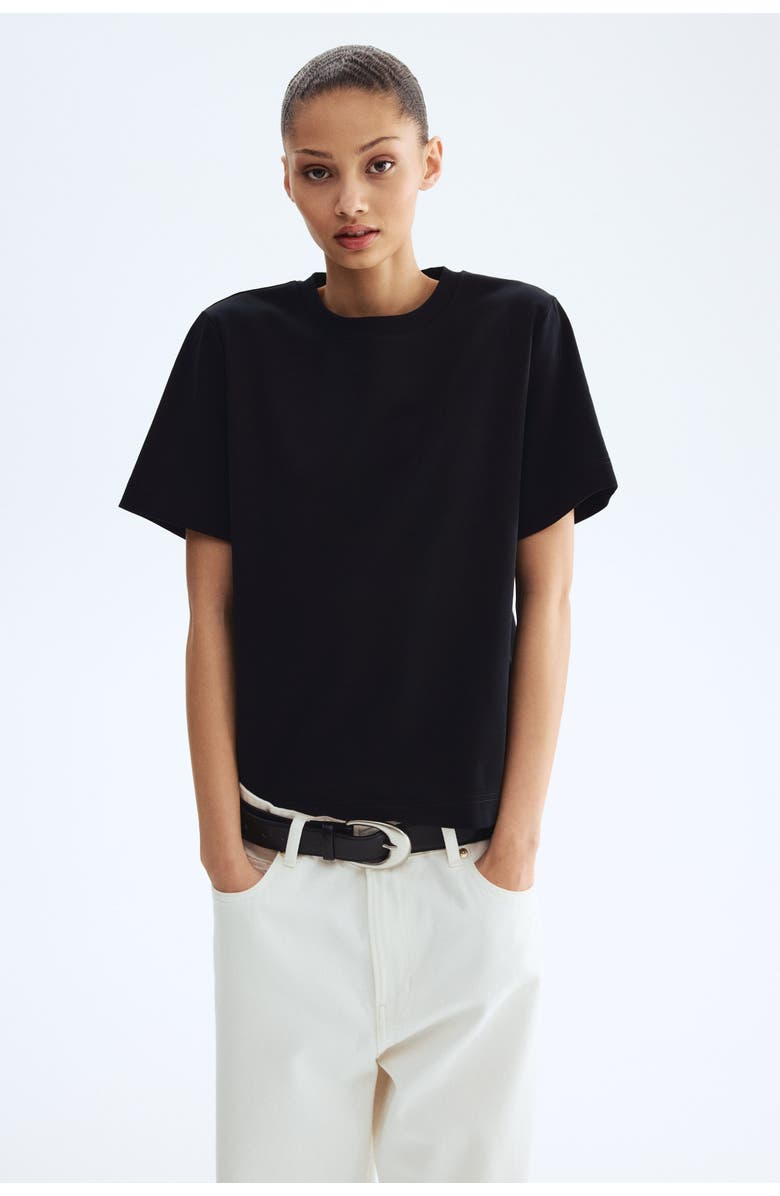 H&M Pima Cotton T-shirt, Alternate, color, Black