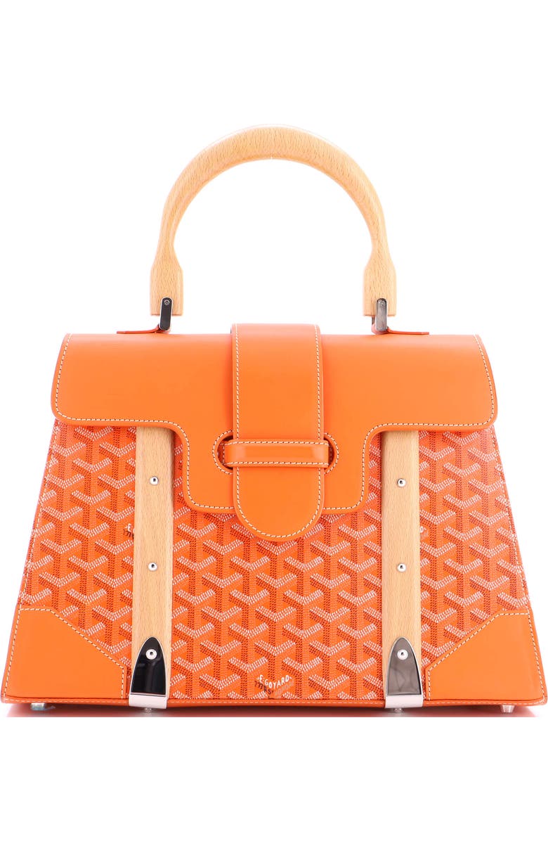 Pre-Owned Goyard Saigon Top Handle Bag Coated Canvas with Leather MM, Main, color, Orange