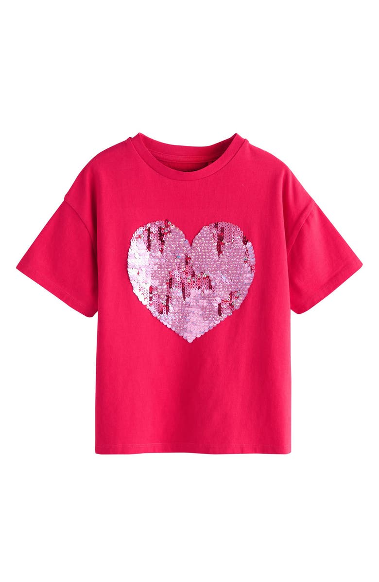 NEXT Kids' Sequin Heart T-Shirt, Main, color, Red