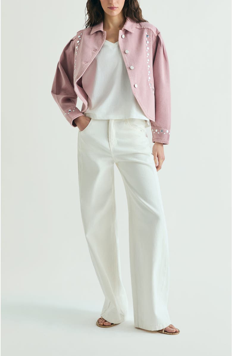 Scalpers Denim Studs Jacket, Alternate, color, Lightpink