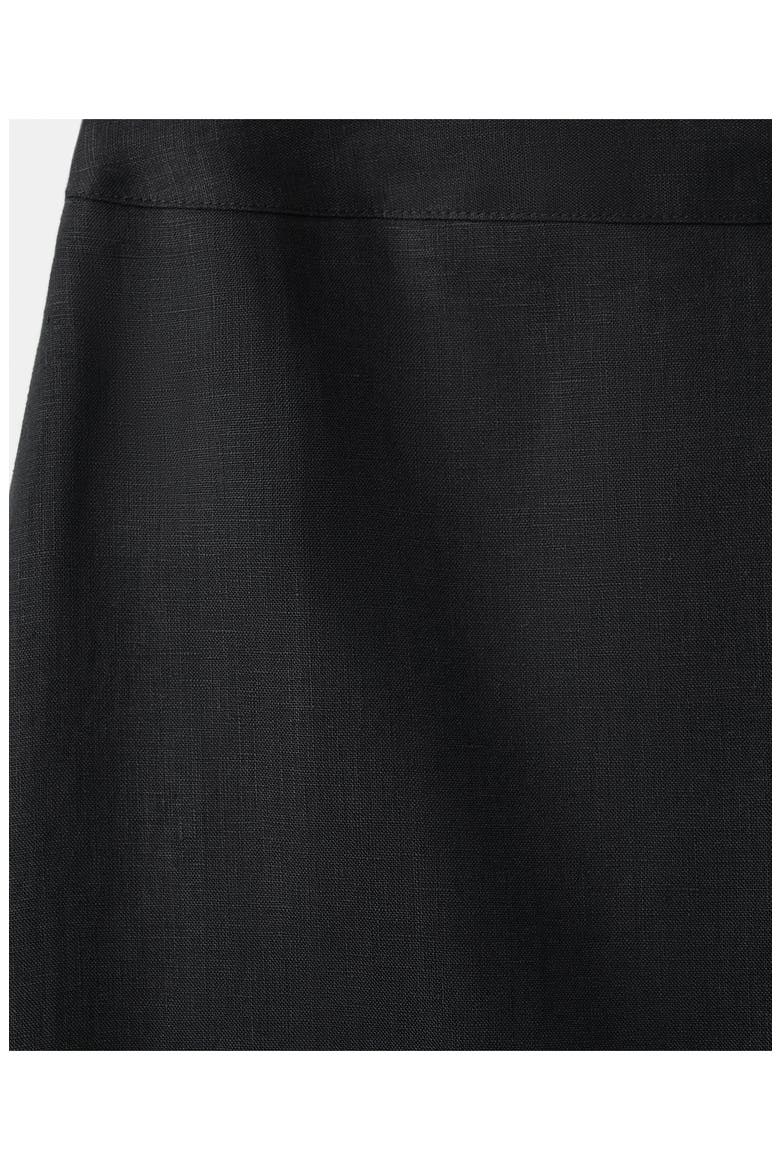 Linen Midi Skirt, Alternate, color, BLACK