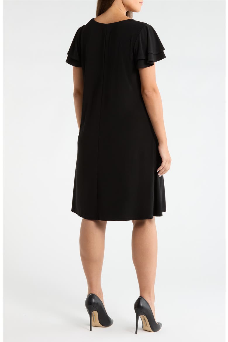 Double Flutter Sleeve A-Line Dress, Alternate, color, ANNE BLACK