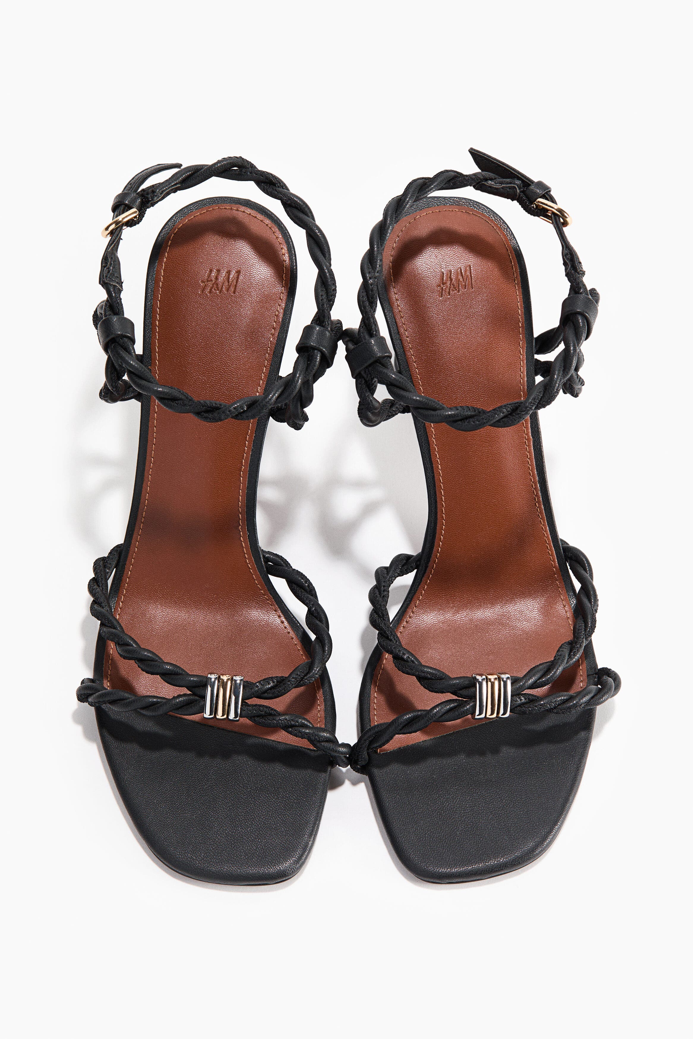 H&M Heeled Strappy Sandals, Alternate, color, Black