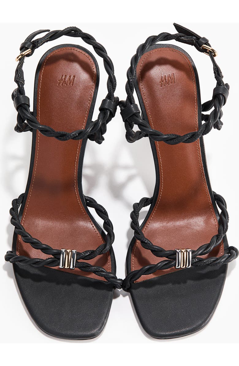 H&M Heeled Strappy Sandals, Alternate, color, Black