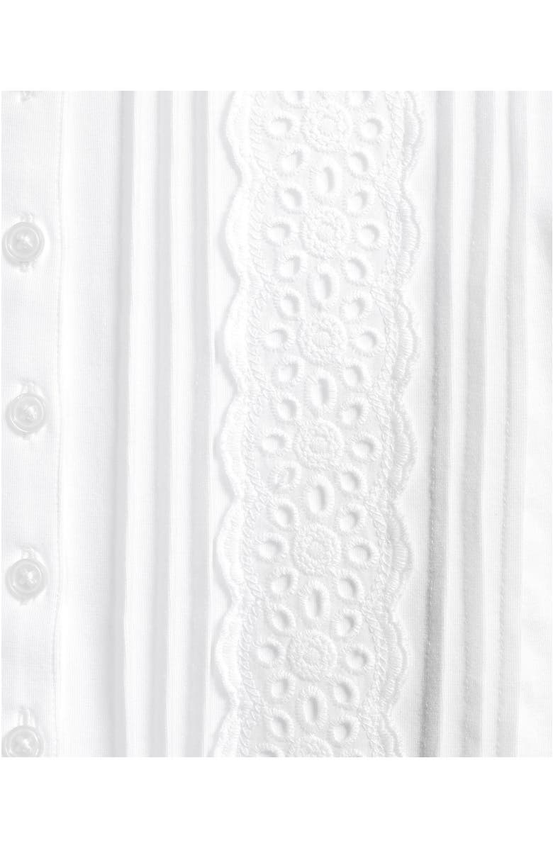 Lands' End 3/4 Sleeve Lightweight Jersey Embellished Top, Alternate, color, White