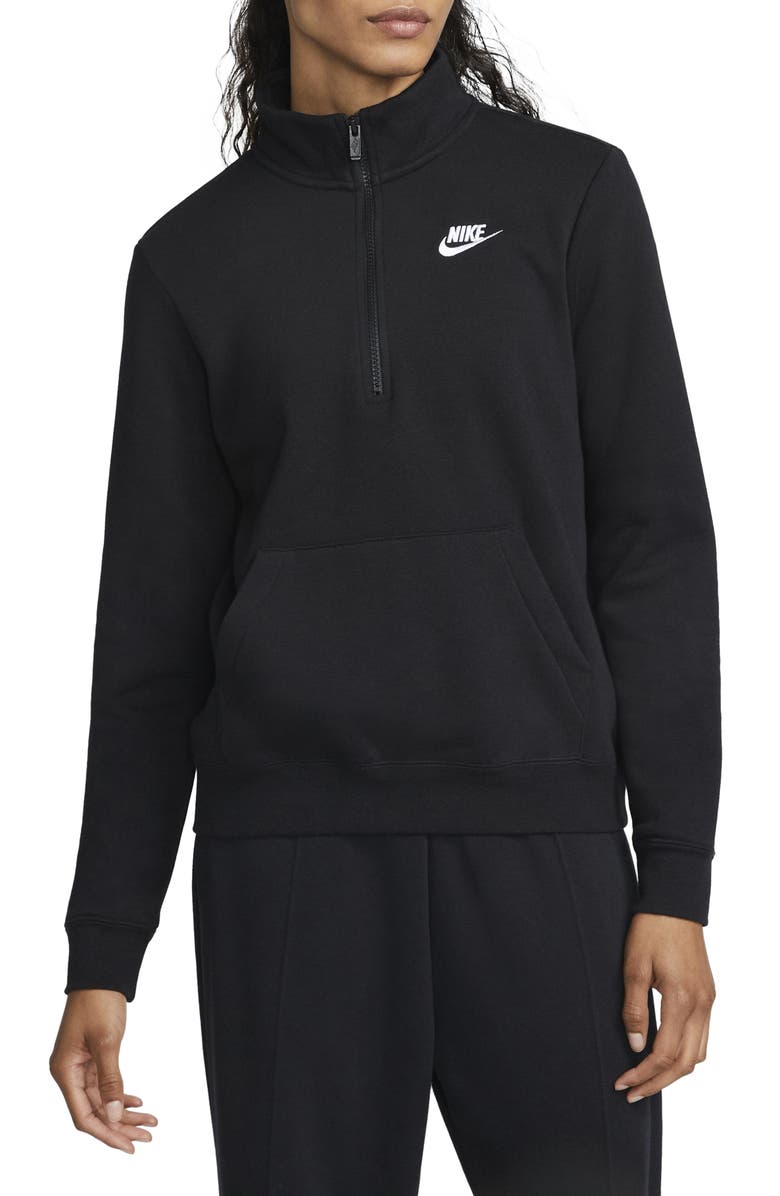 Nike Sportswear Club Fleece Quarter Zip Pullover, Main, color, Black